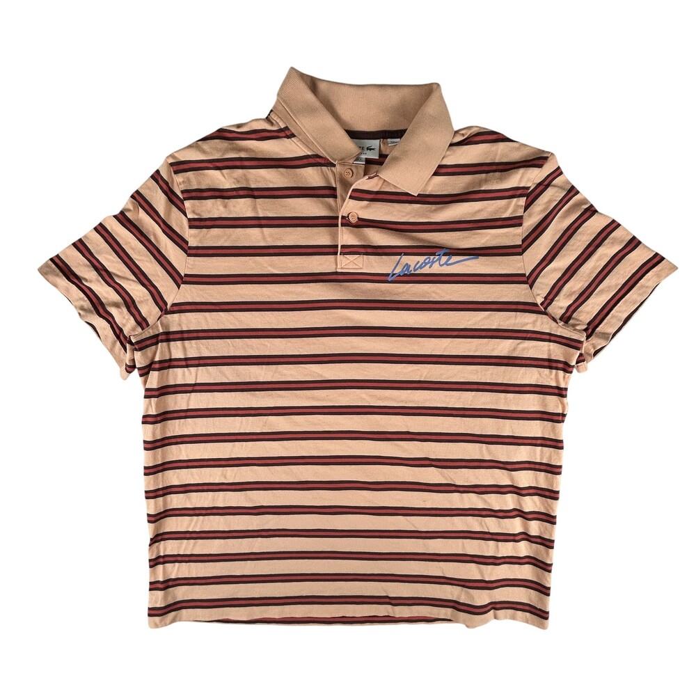 Lacoste Polo Shirt Mens 2XL Striped Regular Fit Short Sleeve Golf Tennis Classic